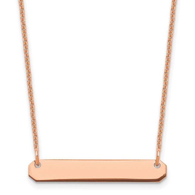14k Rose Gold Small Blank Bar Necklace, 18 x 26mm
