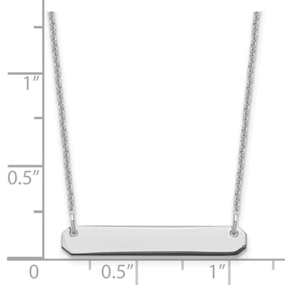 14K White Gold Small Blank Bar Necklace, 18 x 26mm
