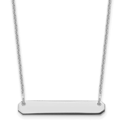 14K White Gold Small Blank Bar Necklace, 18 x 26mm
