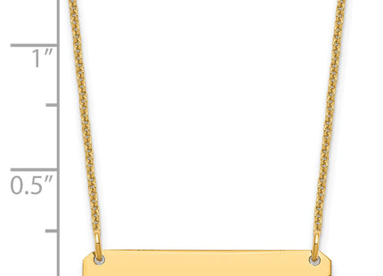 14k Yellow Gold Small Blank Bar Necklace, 18 x 26mm