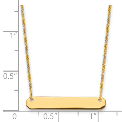14K Yellow Gold Small Blank Bar Necklace, 18 x 26mm