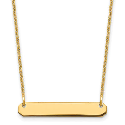 14K Yellow Gold Small Blank Bar Necklace, 18 x 26mm