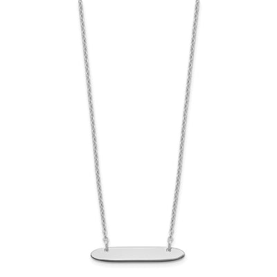 Sterling Silver/Rhodium-plated Small Oblong Blank Bar Necklace