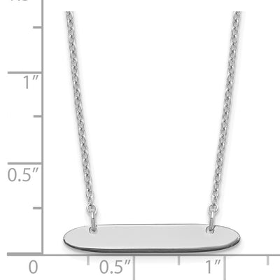 Sterling Silver/Rhodium-plated Small Oblong Blank Bar Necklace