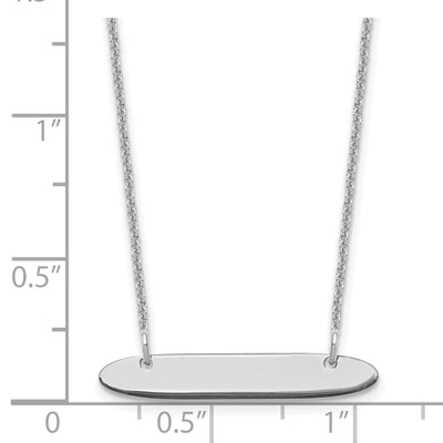 14K White Gold Small Oblong Blank Bar Necklace