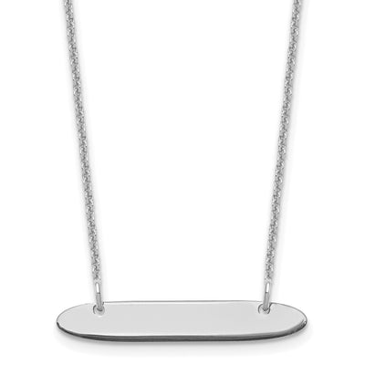 14K White Gold Small Oblong Blank Bar Necklace
