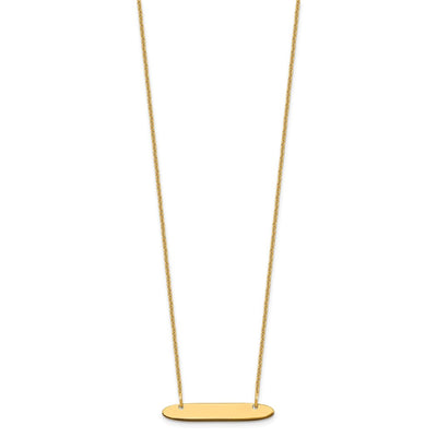 14K Yellow Gold Small Oblong Blank Bar Necklace