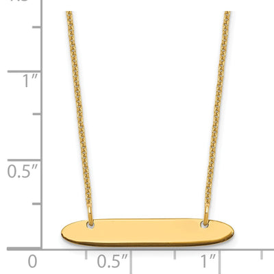14K Yellow Gold Small Oblong Blank Bar Necklace