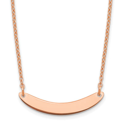 Sterling Silver/Rose-plated Small Curved Blank Bar Necklace