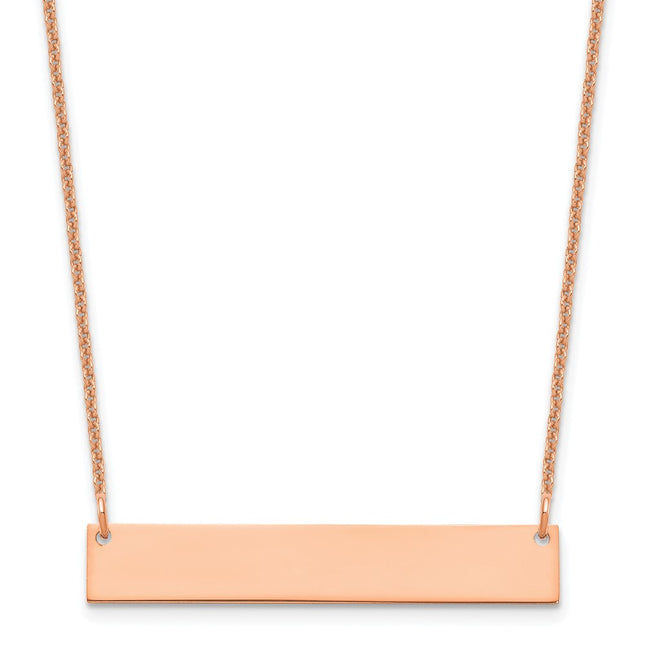 14k Rose Gold Medium Blank Bar Necklace, 18 x 32mm