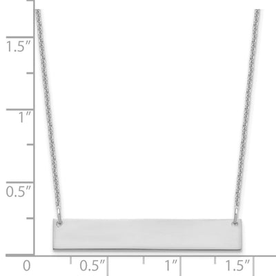 14K White Gold Medium Blank Bar Necklace, 18 x 32mm