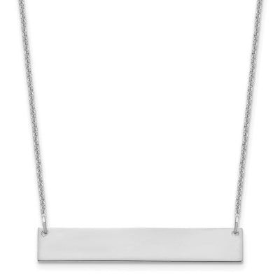 14K White Gold Medium Blank Bar Necklace, 18 x 32mm