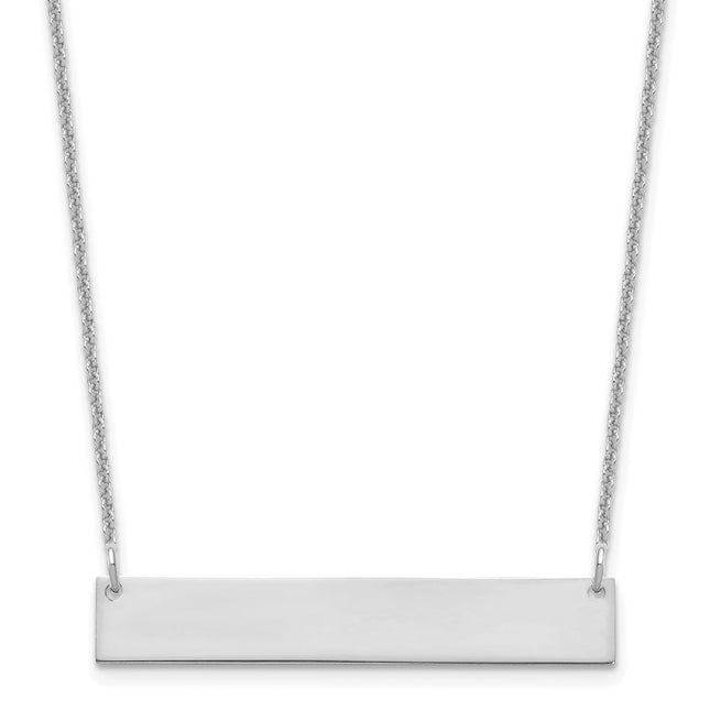 14k White Gold Medium Blank Bar Necklace, 18 x 32mm