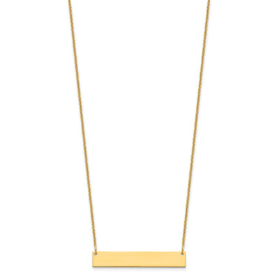 14K Yellow Gold Medium Blank Bar Necklace, 18 x 32mm