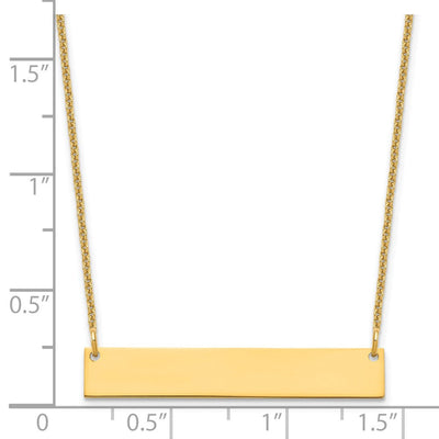 14K Yellow Gold Medium Blank Bar Necklace, 18 x 32mm