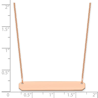 14K Rose Gold Medium Blank Bar Necklace, 18 x 40mm