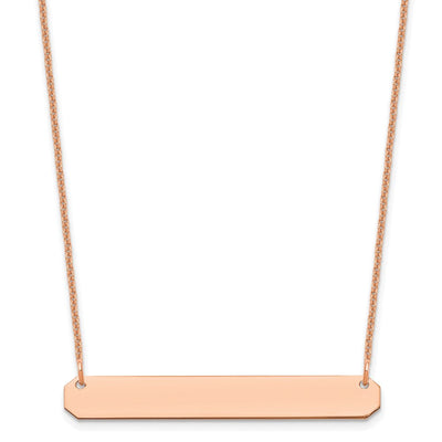 14K Rose Gold Medium Blank Bar Necklace, 18 x 40mm