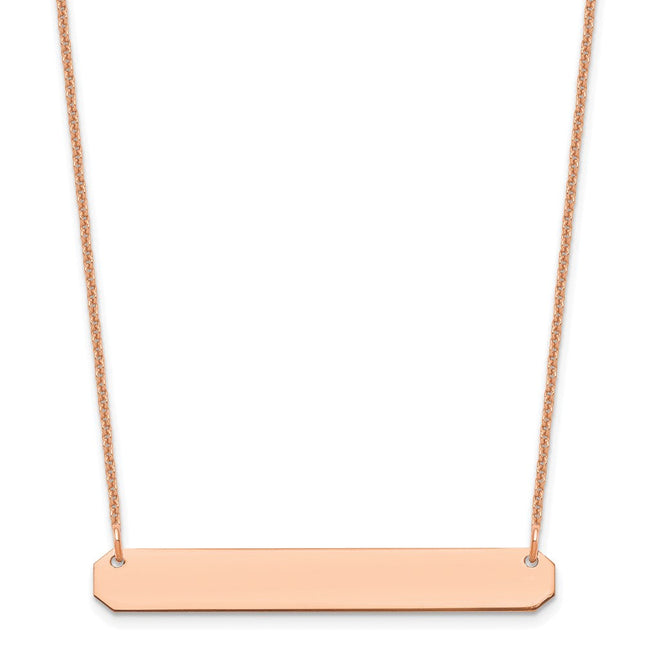 14k Rose Gold Medium Blank Bar Necklace, 18 x 40mm