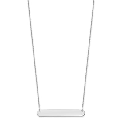 14K White Gold Medium Blank Bar Necklace, 18 x 40mm
