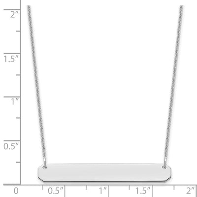 14K White Gold Medium Blank Bar Necklace, 18 x 40mm