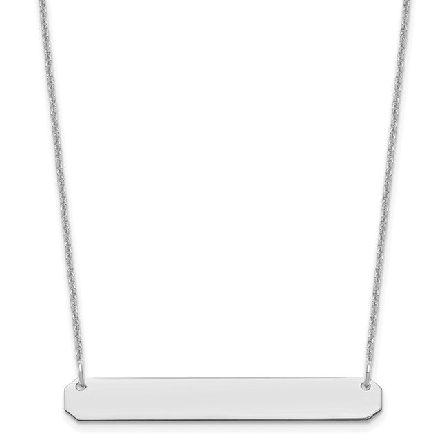 14k White Gold Medium Blank Bar Necklace, 18 x 40mm