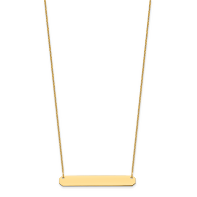 14K Yellow Gold Medium Blank Bar Necklace, 18 x 40mm