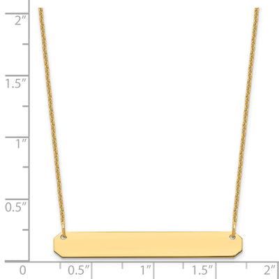 14K Yellow Gold Medium Blank Bar Necklace, 18 x 40mm
