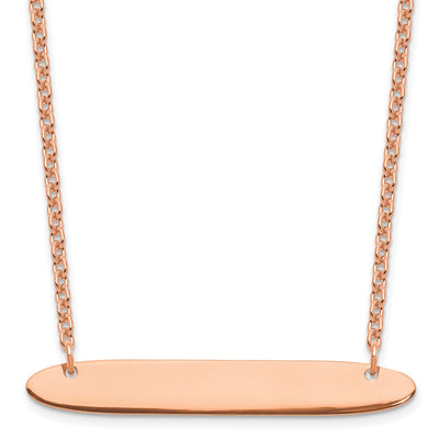 Sterling Silver/Rose-plated Medium Oblong Blank Bar Necklace