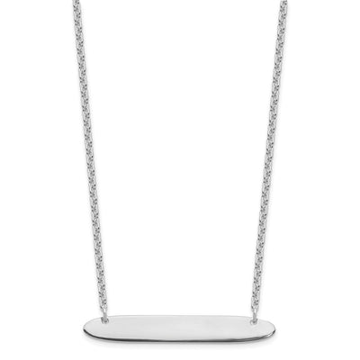 Sterling Silver/Rhodium-plated Medium Oblong Blank Bar Necklace