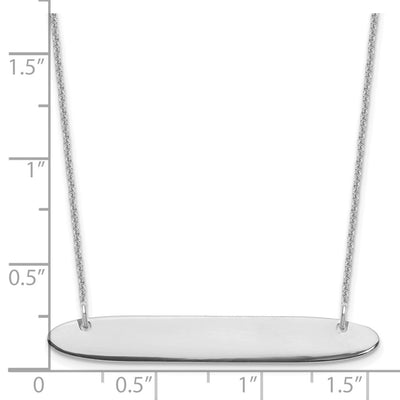 10K White Gold Medium Oblong Blank Bar Necklace