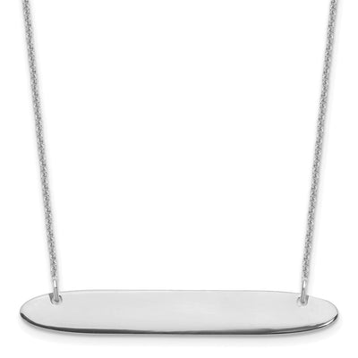 10K White Gold Medium Oblong Blank Bar Necklace