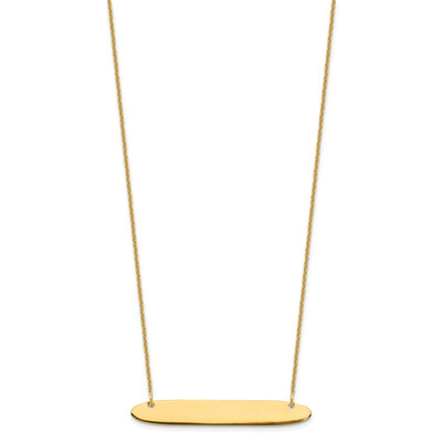 14K Yellow Gold Medium Oblong Blank Bar Necklace