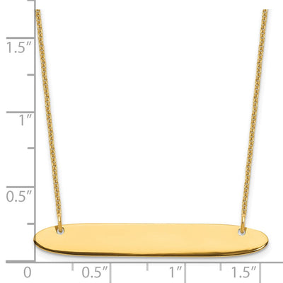 14K Yellow Gold Medium Oblong Blank Bar Necklace