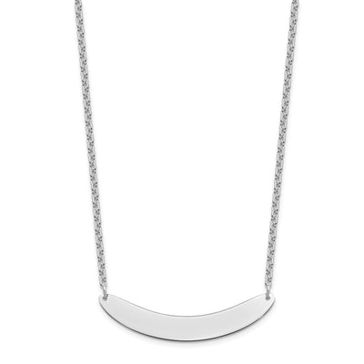Sterling Silver/Rhod-plated Medium Curved Blank Bar Necklace