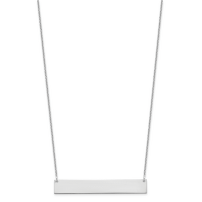 14K White Gold Large Blank Bar Necklace, 18 x 46mm