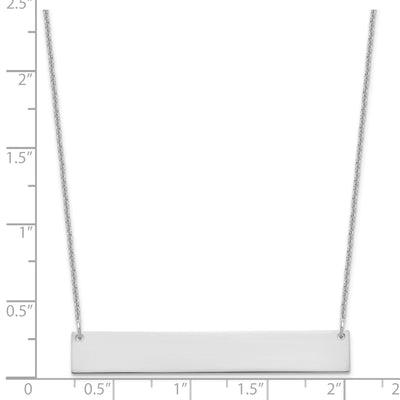 14K White Gold Large Blank Bar Necklace, 18 x 46mm
