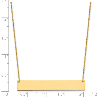 14K Yellow Gold Large Blank Bar Necklace, 18 x 46mm
