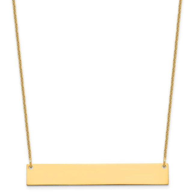 14k Yellow Gold Large Blank Bar Necklace, 18 x 46mm