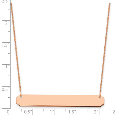 14K White Gold Large Blank Bar Necklace, 18 x 46mm