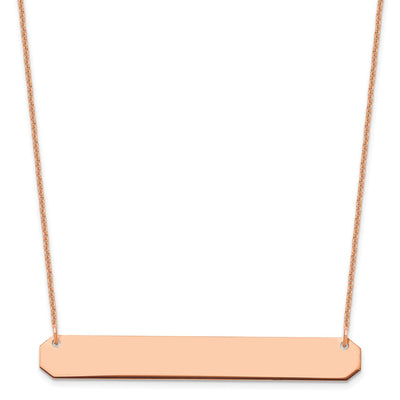 14K Rose Gold Large Blank Bar Necklace, 18 x 50mm