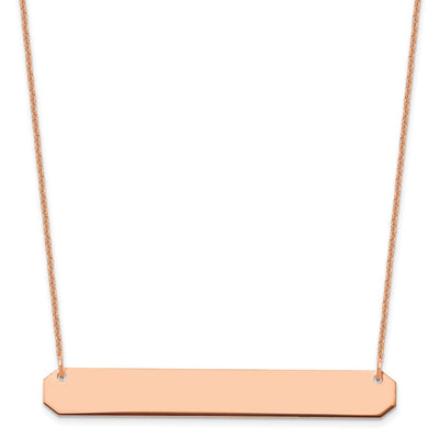 14K White Gold Large Blank Bar Necklace, 18 x 46mm