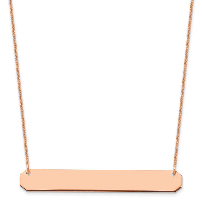 14k White Gold Large Blank Bar Necklace, 18 x 46mm