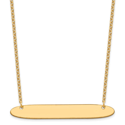 Sterling Silver/Gold-plated Large Oblong Blank Bar Necklace