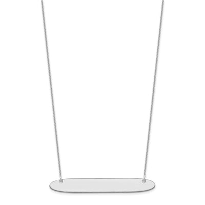 14K White Gold Large Oblong Blank Bar Necklace