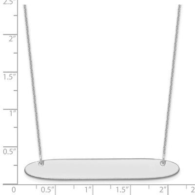 10K White Gold Large Oblong Blank Bar Necklace