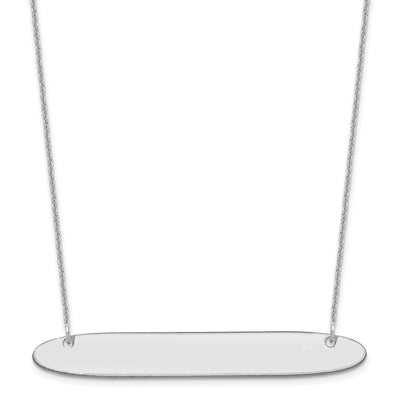14K White Gold Large Oblong Blank Bar Necklace