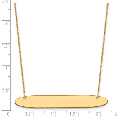 14K Yellow Gold Large Oblong Blank Bar Necklace