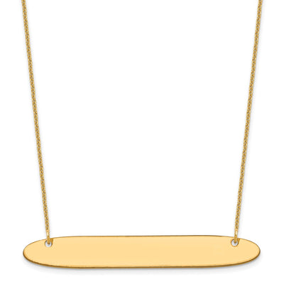 14K Yellow Gold Large Oblong Blank Bar Necklace