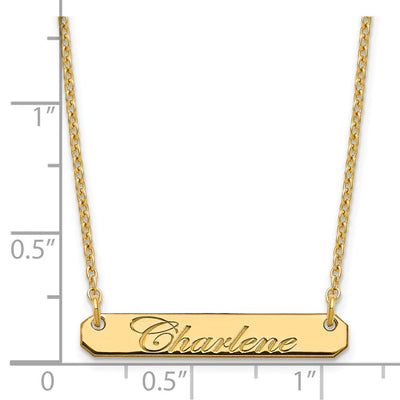 Sterling Silver/Gold-plated Small EDEARDIAN SCRIPT BAR Necklace