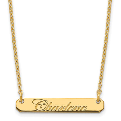 Sterling Silver/Gold-plated Small EDEARDIAN SCRIPT BAR Necklace